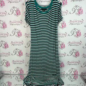 Love & Legend dress tie up back ribbon 🎀 detail Teal and Black Striped dress
